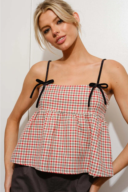 Holiday Plaid Peplum Top
