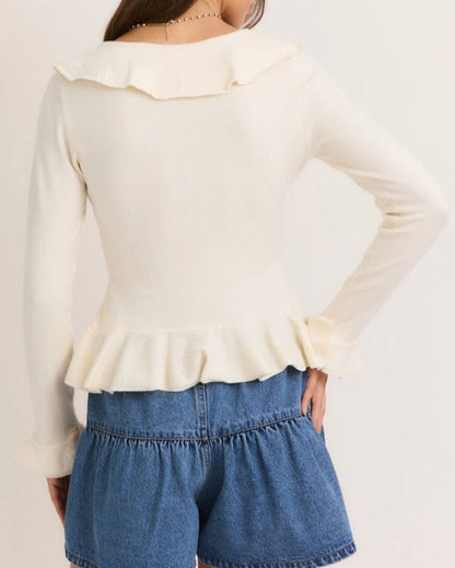 Ruffle Button Long Sleeve